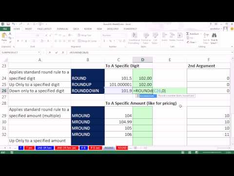 Highline Excel 2013 Sınıf Video 16: Round İşlevleri: Yuvarlak, Mround, Geçen Hafta, Tavan, Daha... Resim 1