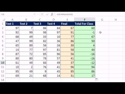 Excel Sihir Numarası 1165: Düşük Puan Daha Büyük İse Final Skoru Yerine: Mın Ve Sum Çalışırsa