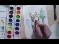 Noel Reindeer Suluboya Sanat Ders | Cp Resim 4