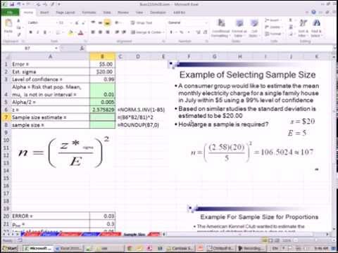 Excel 2013 İstatistiksel Analiz #52: Örneği Belirlemek İçin Örnek Ve Örnek Oran Boyutu Resim 1
