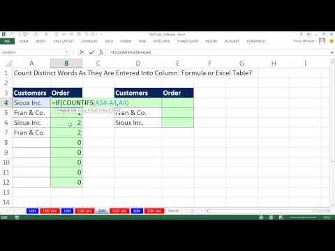 Excel Sihir Numarası 1193: Saymak Farklı Kelimeler Sütununda Girerken: Formül Veya Excel Tablosunu?